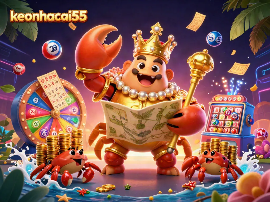 Engage with keonhacai55's exciting lottery scene featuring vibrant characters and dynamic game elements.