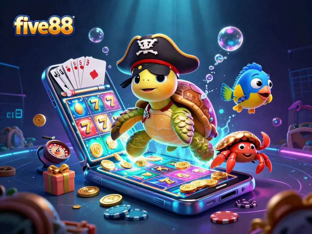 Engage with five88 casino excitement featuring a pirate turtle and underwater treasures.