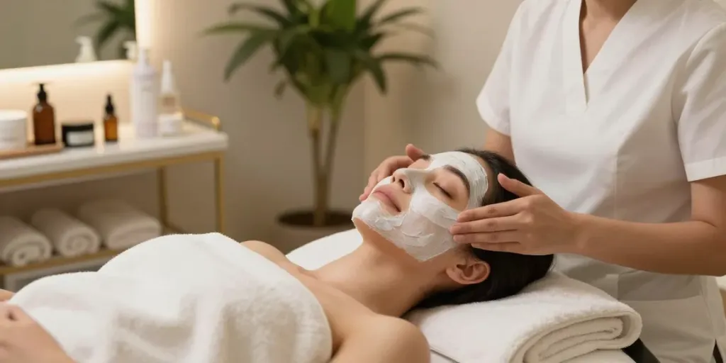 Beauty Treatments Colchester - Relaxing facial treatment in a serene salon setting.