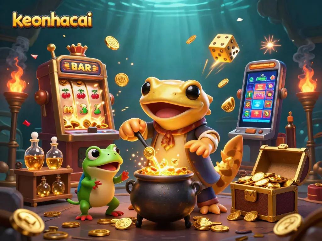 Engage with keonhacai gameplay featuring gold transmutation in a vibrant casino scene.