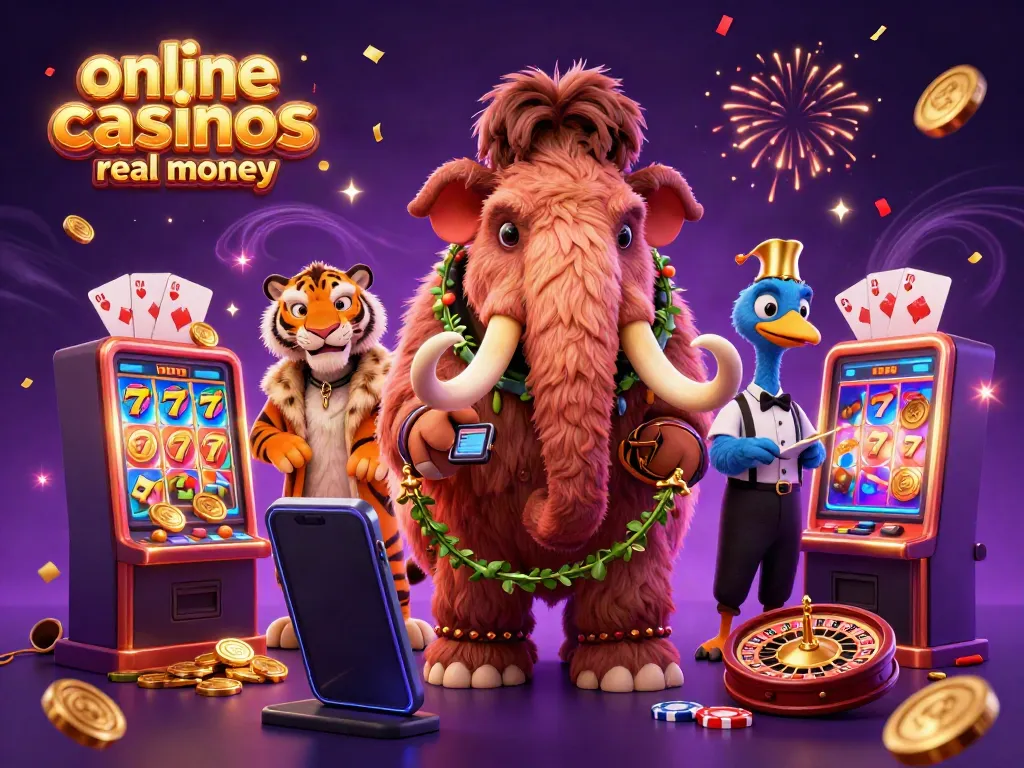 Experience the thrill of online casinos real money with vibrant gaming characters and slot machines.